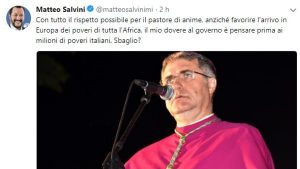 Migranti, Salvini attacca il cardinale Lorefice: “Penso ai poveri italiani, sbaglio?” Migranti, Salvini attacca il cardinale Lorefice: “Penso ai poveri italiani, sbaglio?”