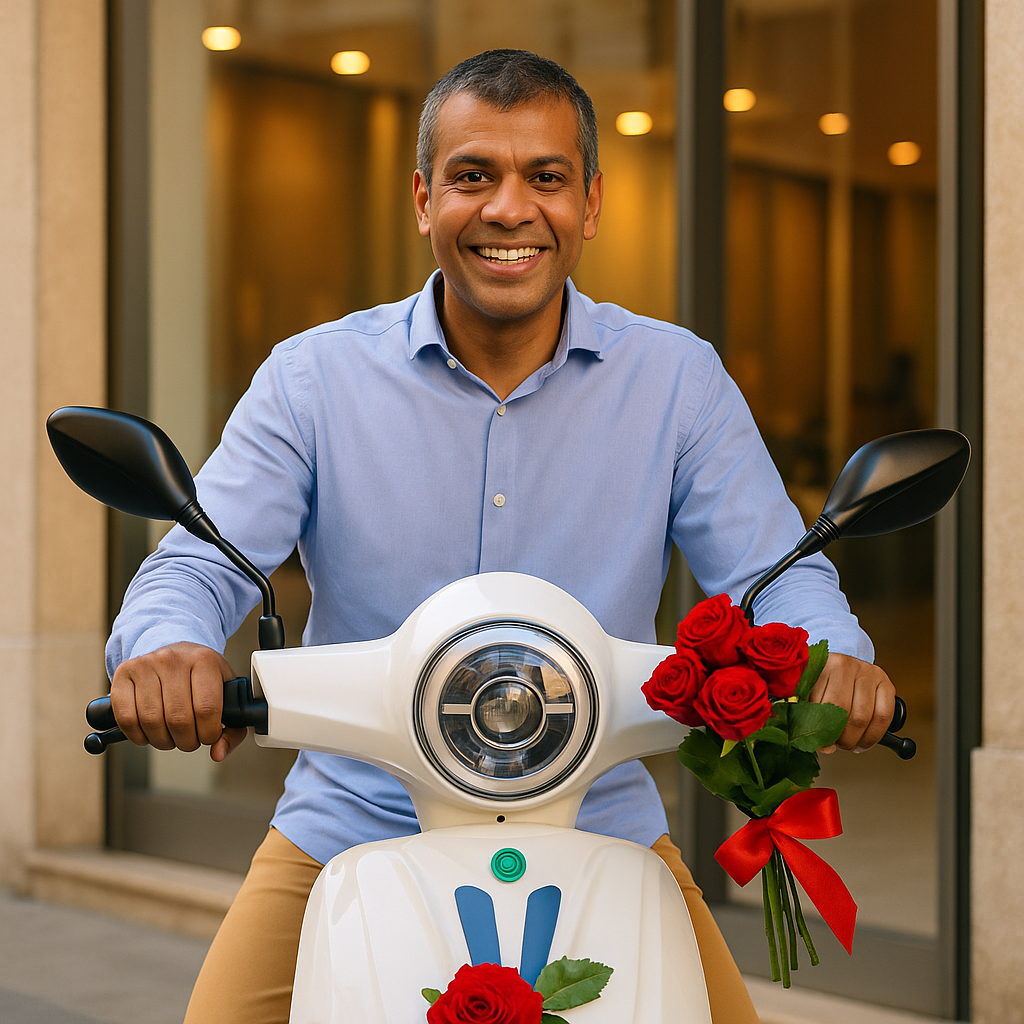 Rosario moto regalata